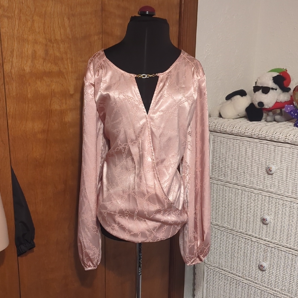 INC International Concepts Light Pink Satin Blouse